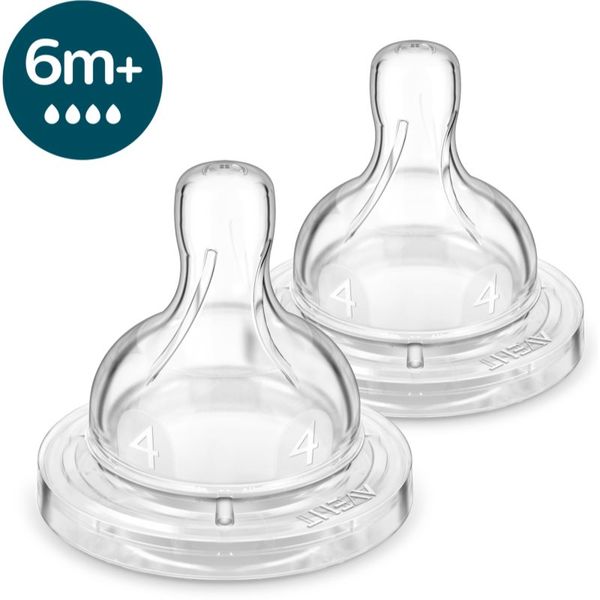 Philips Avent Philips Avent Anti-colic Flow 4 биберон за шише против колики 6 m+ Fast Flow 2 бр.