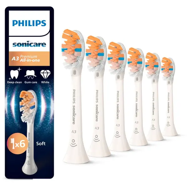 Philips Philips Sonicare Premium All-in-One HX9096/87 резервни глави за четка за зъби White 6 бр.