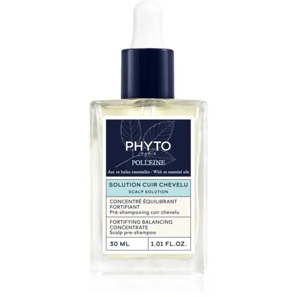 Phyto Phyto Polleine Fortifying Balancing Concentrate грижа за използване преди нанасянето на шампоан за мазна кожа на скалпа 30 мл.