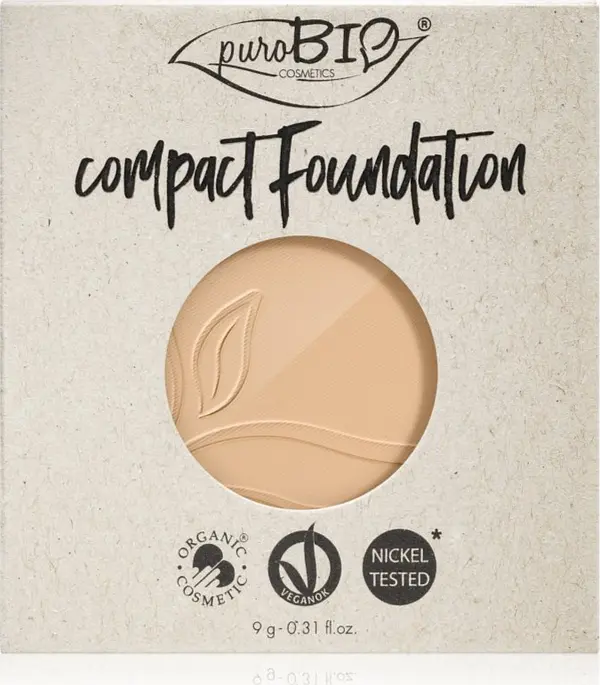 puroBIO Cosmetics puroBIO Cosmetics Compact Foundation компактна пудра и фон дьо тен резервен пълнител SPF 10 цвят 01 9 гр.