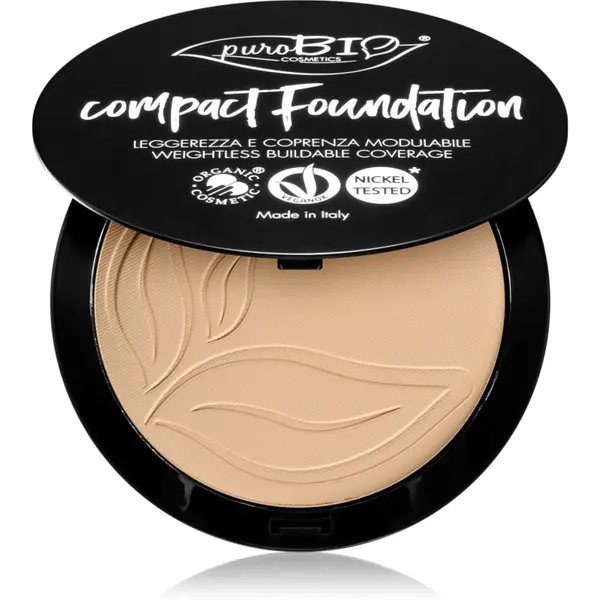 puroBIO Cosmetics puroBIO Cosmetics Compact Foundation компактна пудра SPF 10 цвят 01 9 гр.