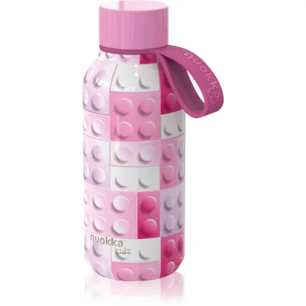 Quokka Quokka Solid Kids термобутилка със закачалка Pink Bricks 330 мл.