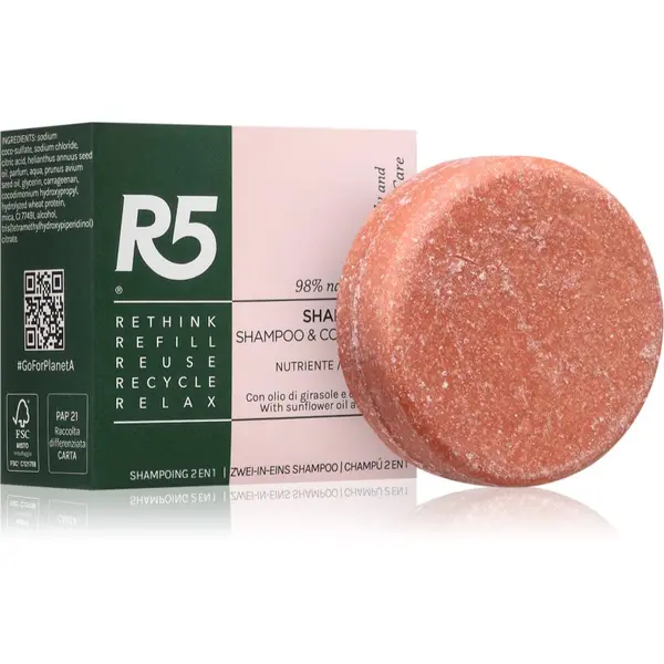 R5 R5 Nourishing 2 in 1 Твърд шампоан с подхранващ ефект 70 гр.