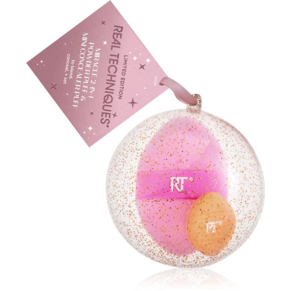 Real Techniques Real Techniques Miracle 2-in-1 Powder Puff Ornament гъба за фон дьо тен 2 бр.
