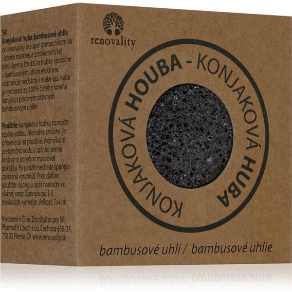 Renovality Renovality Konjac mushroom bamboo charcoal почистваща гъбичка за проблемна кожа 7x4 см