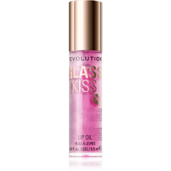 Revolution Revolution Glass Kiss блестящо масло за устни цвят Enchanted Purple 5.5 мл.