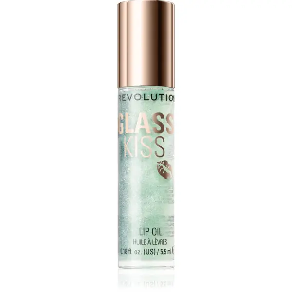 Revolution Revolution Glass Kiss блестящо масло за устни цвят Pixiedust Green 5.5 мл.
