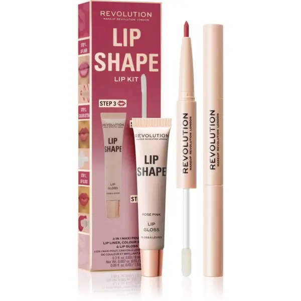 Revolution Revolution Lip Shape Kit комплект за устни цвят Rose Pink 1 бр.
