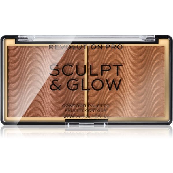 Revolution PRO Revolution PRO Sculpt And Glow палитра за контуриране и озаряване цвят Medium-Deep 8 гр.