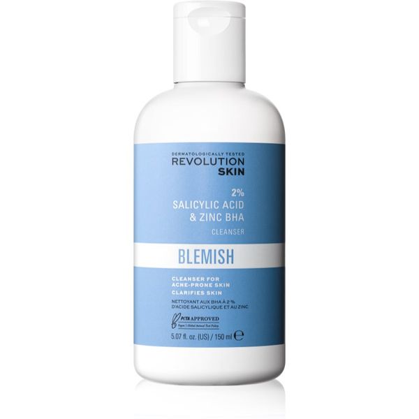 Revolution Skincare Revolution Skincare Blemish 2% Salicylic Acid & Zinc BHA експонираща почистваща емулсия за проблемна кожа, акне 150 мл.