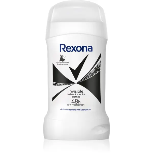 Rexona Rexona Invisible Black and White дезодорант стик срещу бели и жълти петна 50 мл.