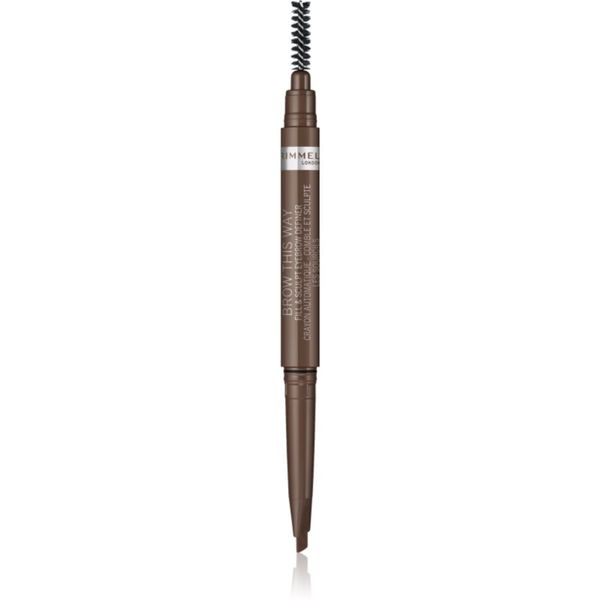 Rimmel Rimmel Brow This Way молив за вежди с четка 2 в 1 цвят 002 Medium Brown 0,25 гр.