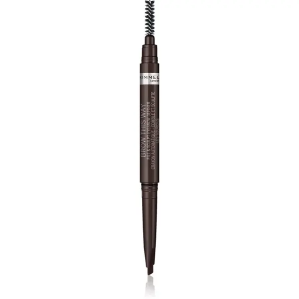 Rimmel Rimmel Brow This Way молив за вежди с четка 2 в 1 цвят 003 Dark Brown 0,25 гр.