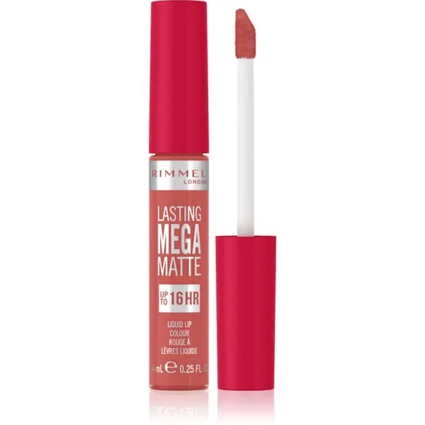 Rimmel Rimmel Lasting Mega Matte леко течно матиращо червило 16 часа цвят Coral Sass 7,4 мл.