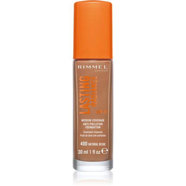 Rimmel Rimmel Lasting Radiance озаряващ фон дьо тен SPF 25 цвят 400 Natural Beige 30 мл.