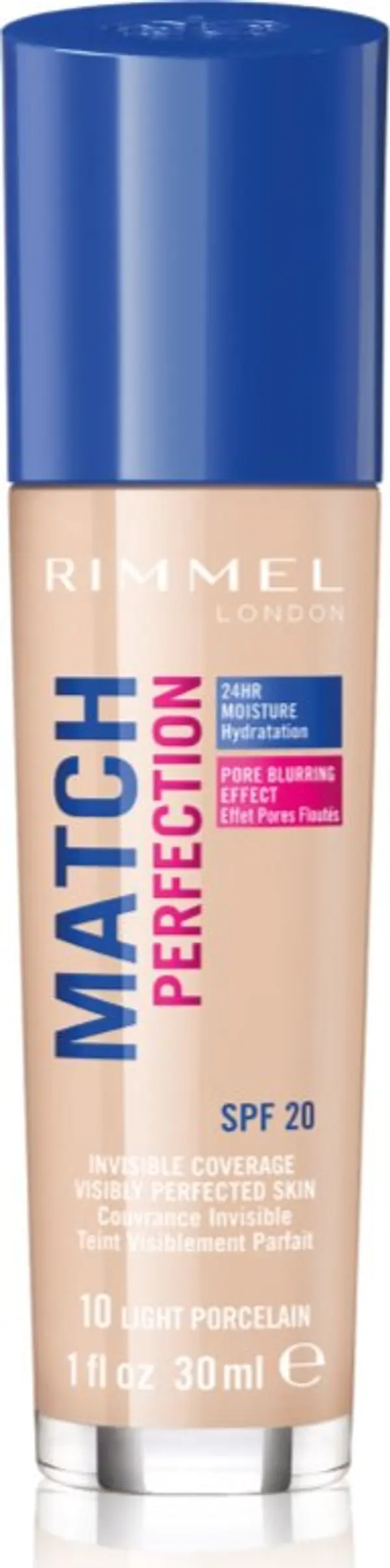 Rimmel Rimmel Match Perfection течен фон дьо тен SPF 20 цвят 010 Ligh Porcelain 30 мл.