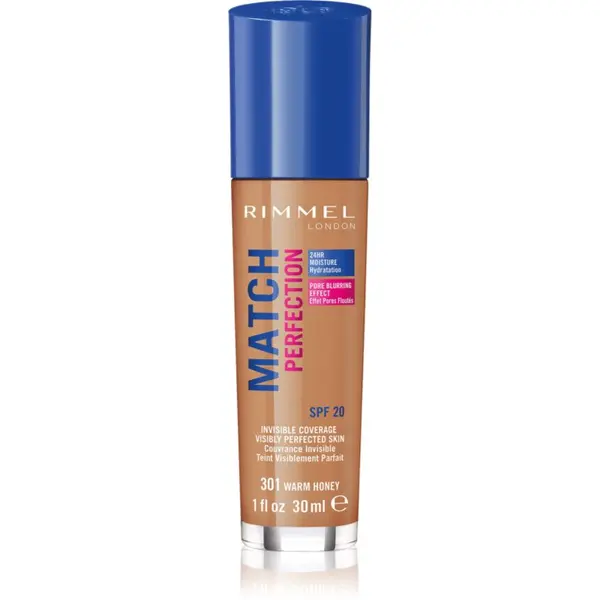 Rimmel Rimmel Match Perfection течен фон дьо тен SPF 20 цвят 301 Warm Honey 30 мл.