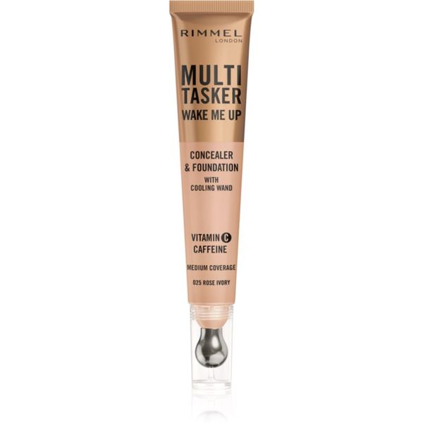 Rimmel Rimmel Multi-Tasker Wake Me Up грим и коректор за озаряване на лицето цвят 25 Rose Ivory 20 мл.
