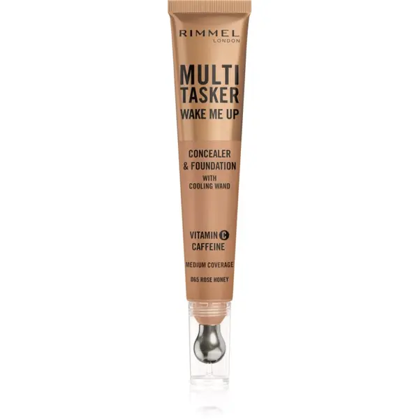 Rimmel Rimmel Multi-Tasker Wake Me Up грим и коректор за озаряване на лицето цвят 65 Rose Honey 20 мл.