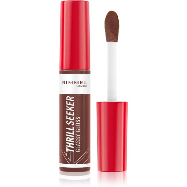 Rimmel Rimmel Thrill Seeker Glassy Gloss блясък за устни за по-голям обем цвят 800 Chocolate Glaze 10 мл.