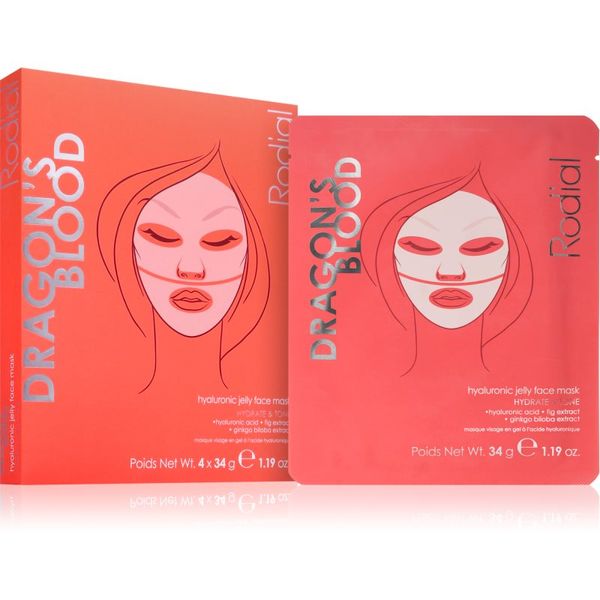 Rodial Rodial Dragon's Blood Hydrogel Jelly Face Mask интензивна хидрогелна маска 4x34 гр.