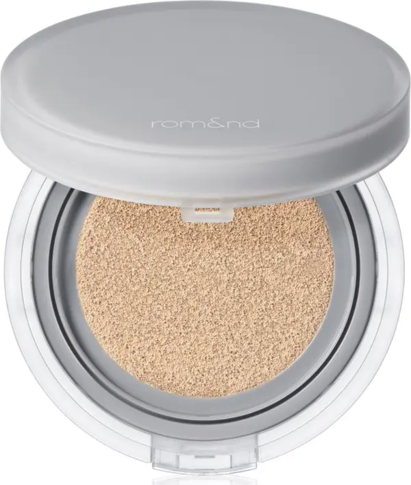 rom&nd rom&nd Nu Zero Cushion лек защитен фон дьо тен в гъба за озаряване на лицето цвят 03 Natural 21 15 гр.