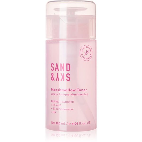Sand & Sky Sand & Sky The Essentials Marshmallow Toner нежен ексфолиращ тоник за възобновяване на повърхността на кожата 120 мл.