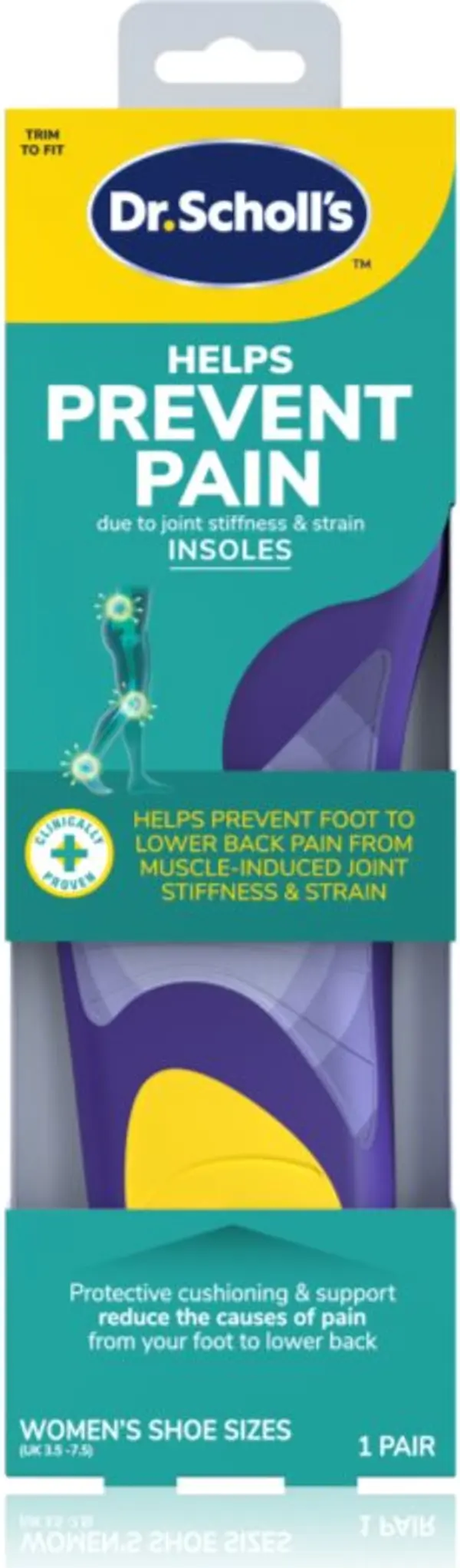 Scholl Scholl Dr. Scholl's Prevent Pain стелки против болка размер Small - Women's UK 3.5 - 7.5 1 чифт