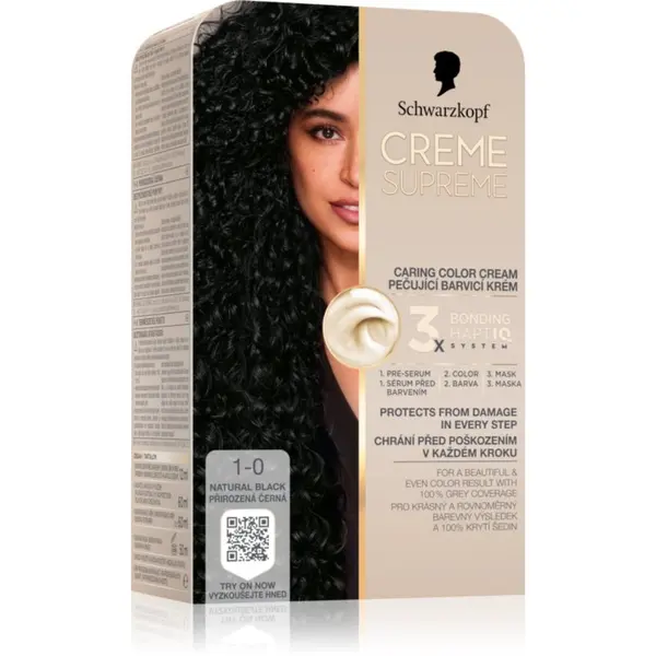 Schwarzkopf Schwarzkopf Creme Supreme перманентната боя за коса цвят 1-0 Natural Black 60 мл.