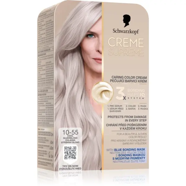Schwarzkopf Schwarzkopf Creme Supreme перманентната боя за коса цвят 10-55 Cool Silverblond 60 мл.