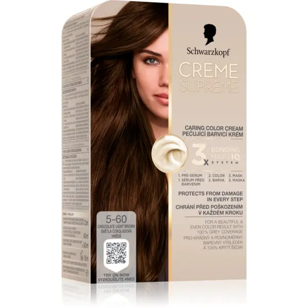 Schwarzkopf Schwarzkopf Creme Supreme перманентната боя за коса цвят 5-60 Chocolate Light Brown 60 мл.