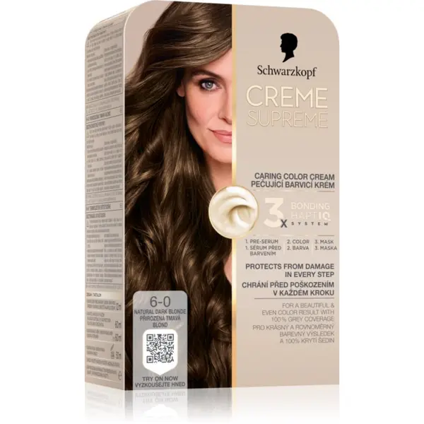 Schwarzkopf Schwarzkopf Creme Supreme перманентната боя за коса цвят 6-0 Natural Dark Blonde 60 мл.