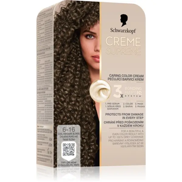 Schwarzkopf Schwarzkopf Creme Supreme перманентната боя за коса цвят 6-16 Cool Ash Dark Blonde 60 мл.