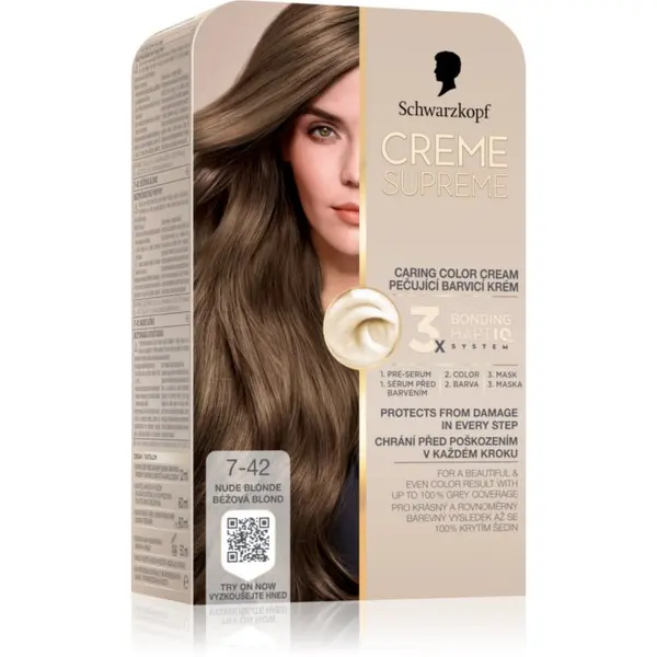 Schwarzkopf Schwarzkopf Creme Supreme перманентната боя за коса цвят 7-42 Nude blonde 60 мл.