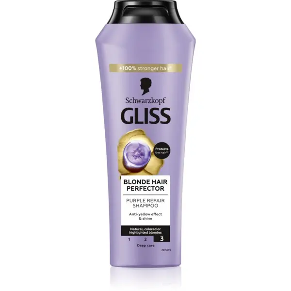 Schwarzkopf Schwarzkopf Gliss Blonde Hair Perfector шампоан за коса неутрализиращ жълтеникавите оттенъци 250 мл.