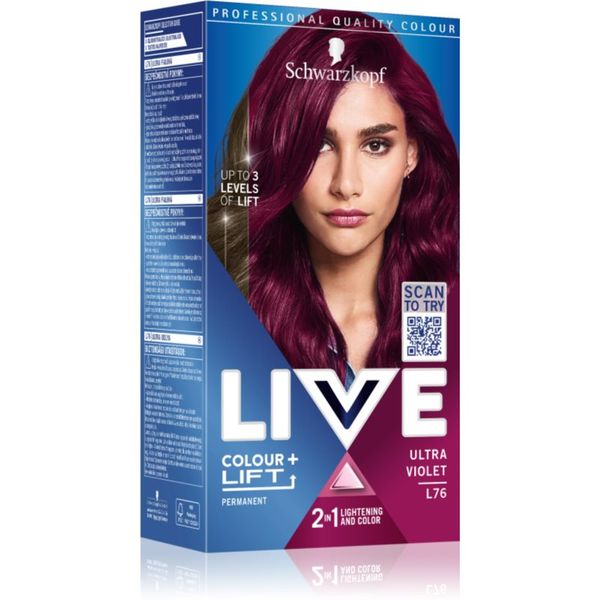 Schwarzkopf Schwarzkopf LIVE Colour + Lift перманентната боя за коса цвят L76 Ultra Violet 1 бр.