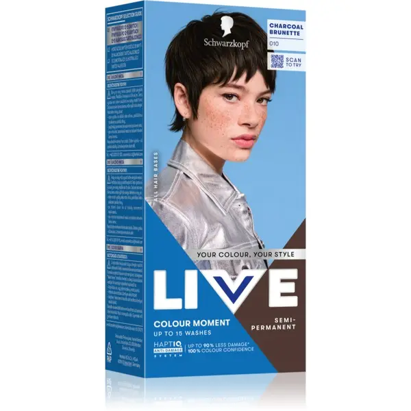 Schwarzkopf Schwarzkopf LIVE Colour Moment полуперманентна боя за коса цвят 010 Charcoal Brunette 50 мл.