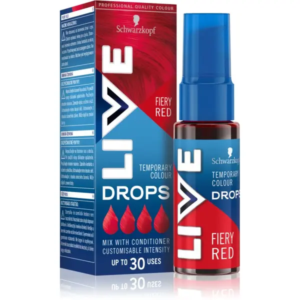Schwarzkopf Schwarzkopf LIVE Drops отмиващ се цветен нюанс цвят Fiery Red 30 мл.