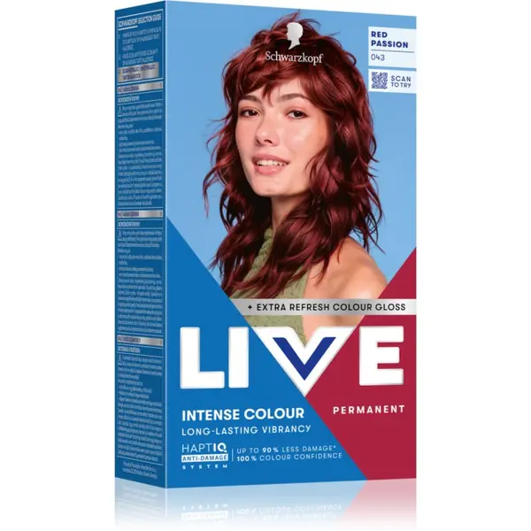Schwarzkopf Schwarzkopf LIVE Intense Colour перманентната боя за коса цвят 043 Red Passion 1 бр.