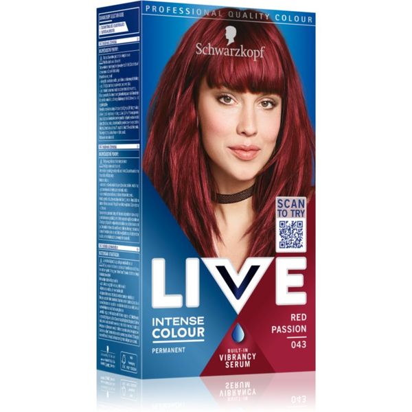 Schwarzkopf Schwarzkopf LIVE Intense Colour перманентната боя за коса цвят 043 Red Passion 1 бр.