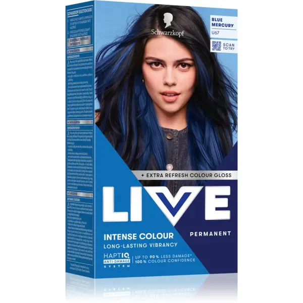 Schwarzkopf Schwarzkopf LIVE Intense Colour перманентната боя за коса цвят U67 Blue Mercury 1 бр.