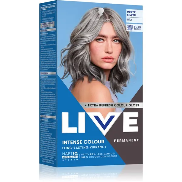 Schwarzkopf Schwarzkopf LIVE Intense Colour перманентната боя за коса цвят U72 Dusty Silver 1 бр.