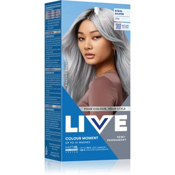 Schwarzkopf Schwarzkopf LIVE Ultra Brights or Pastel полуперманентна боя за коса цвят 98 Steel Silver 1 бр.
