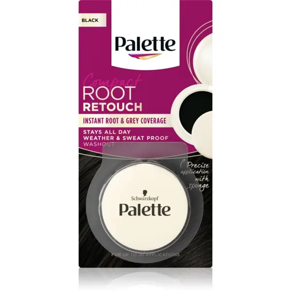 Schwarzkopf Schwarzkopf Palette Compact Root Retouch коректор за новоизрастнала и сива коса с пудра ефект цвят Black 3 гр.