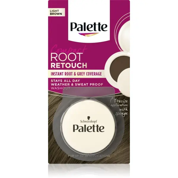 Schwarzkopf Schwarzkopf Palette Compact Root Retouch коректор за новоизрастнала и сива коса с пудра ефект цвят Light Brown 3 гр.