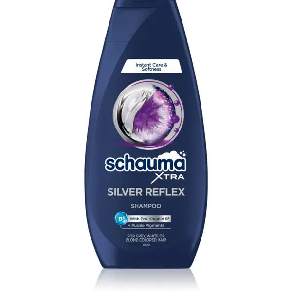 Schwarzkopf Schwarzkopf Schauma Silver Reflex шампоан, неутрализиращ жълтите нюанси за изрусена коса, коса с кичури със студени руси нюанси 350 мл.