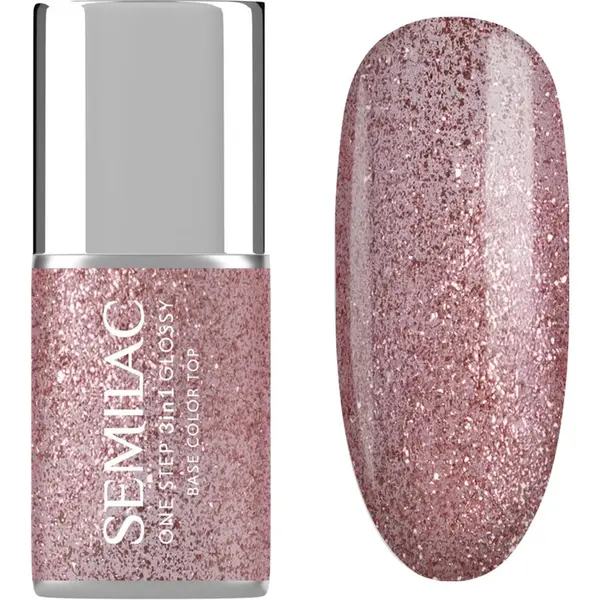 Semilac Semilac One Step 3in1 Glossy гел лак за нокти цвят 250 Glitter Pink 7 мл.
