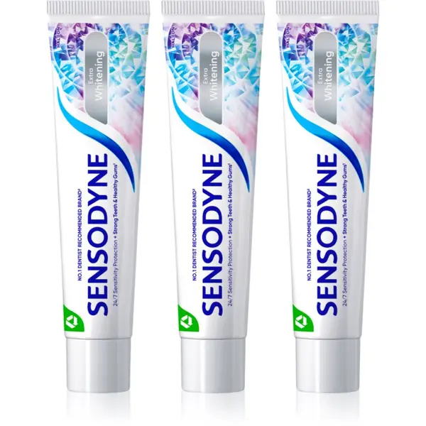 Sensodyne Sensodyne Extra Whitening избелваща паста за зъби с флуорид за чувствителни зъби 3x75 мл.
