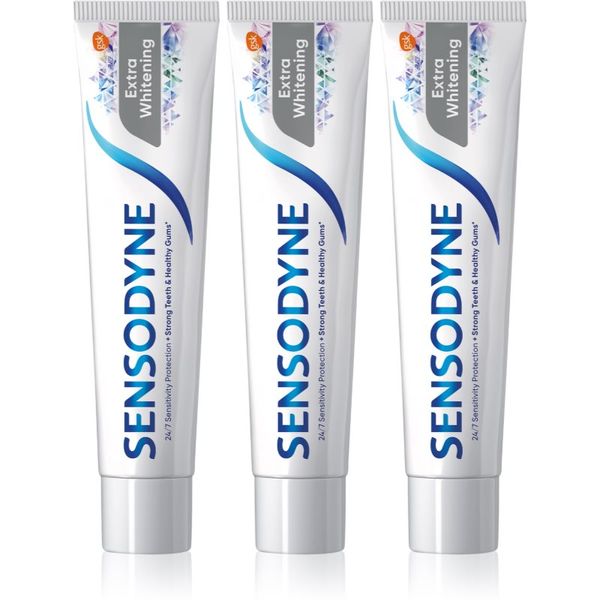 Sensodyne Sensodyne Extra Whitening избелваща паста за зъби с флуорид за чувствителни зъби 3x75 мл.