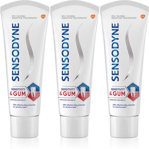 Sensodyne Sensodyne Sensitivity & Gum паста за зъби за чувствителни зъби 3x75 мл.